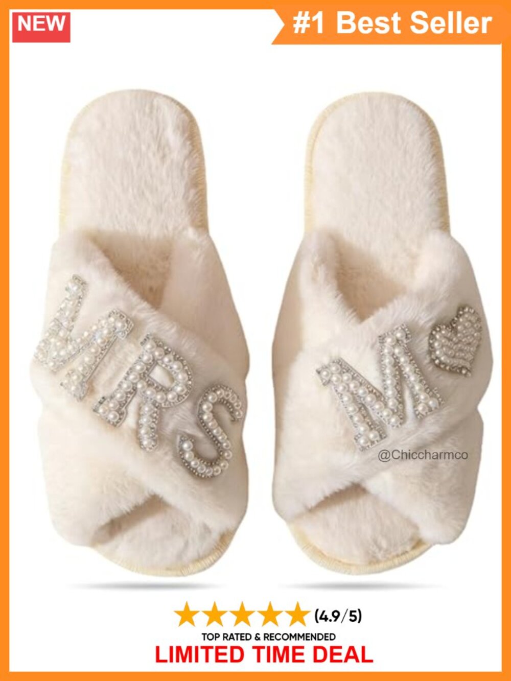 Bridal Slippers Rhinestone Letter Open Toe Plush Wedding Day Flats